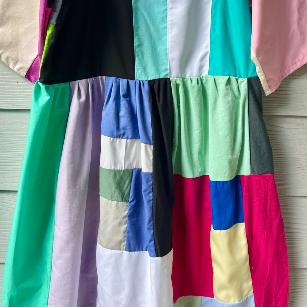 Handmade Quilted Patchwork Colorblock Dress SKU 12157 - Picture 8 of 14